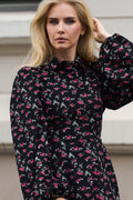 Mandy Cord Flower Mini Dress - Black/Pink
