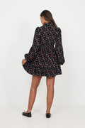 Mandy Cord Flower Mini Dress - Black/Pink
