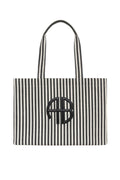 Lara Tote - White And Black Stripe