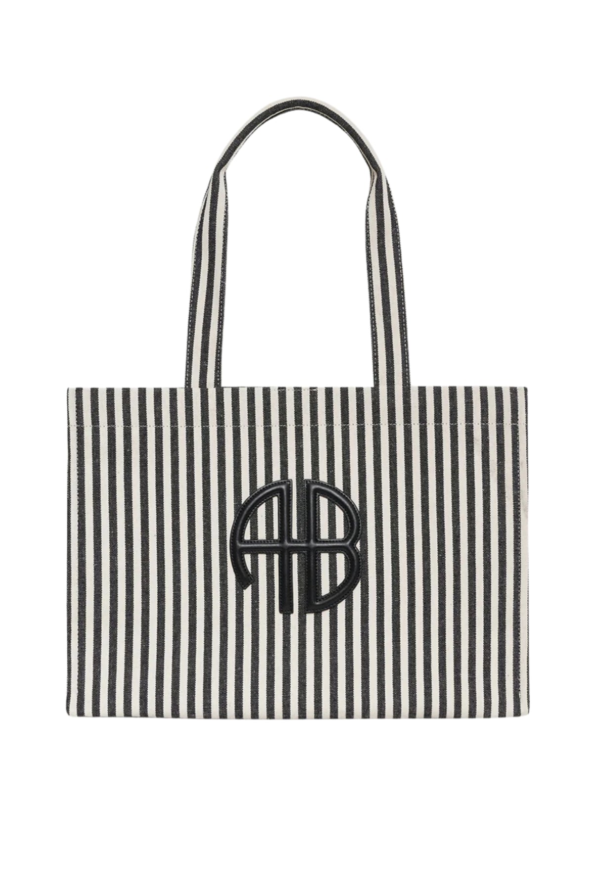 Lara Tote - White And Black Stripe
