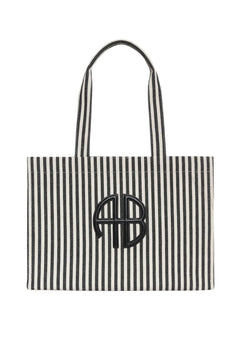 Lara Tote - White And Black Stripe