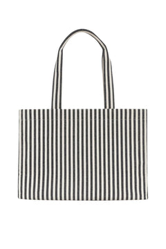 Lara Tote - White And Black Stripe