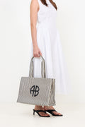 Lara Tote - White And Black Stripe