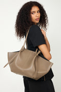 Large Mochi Pebble Grain Leather - Taupe