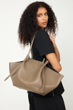 Large Mochi Pebble Grain Leather - Taupe