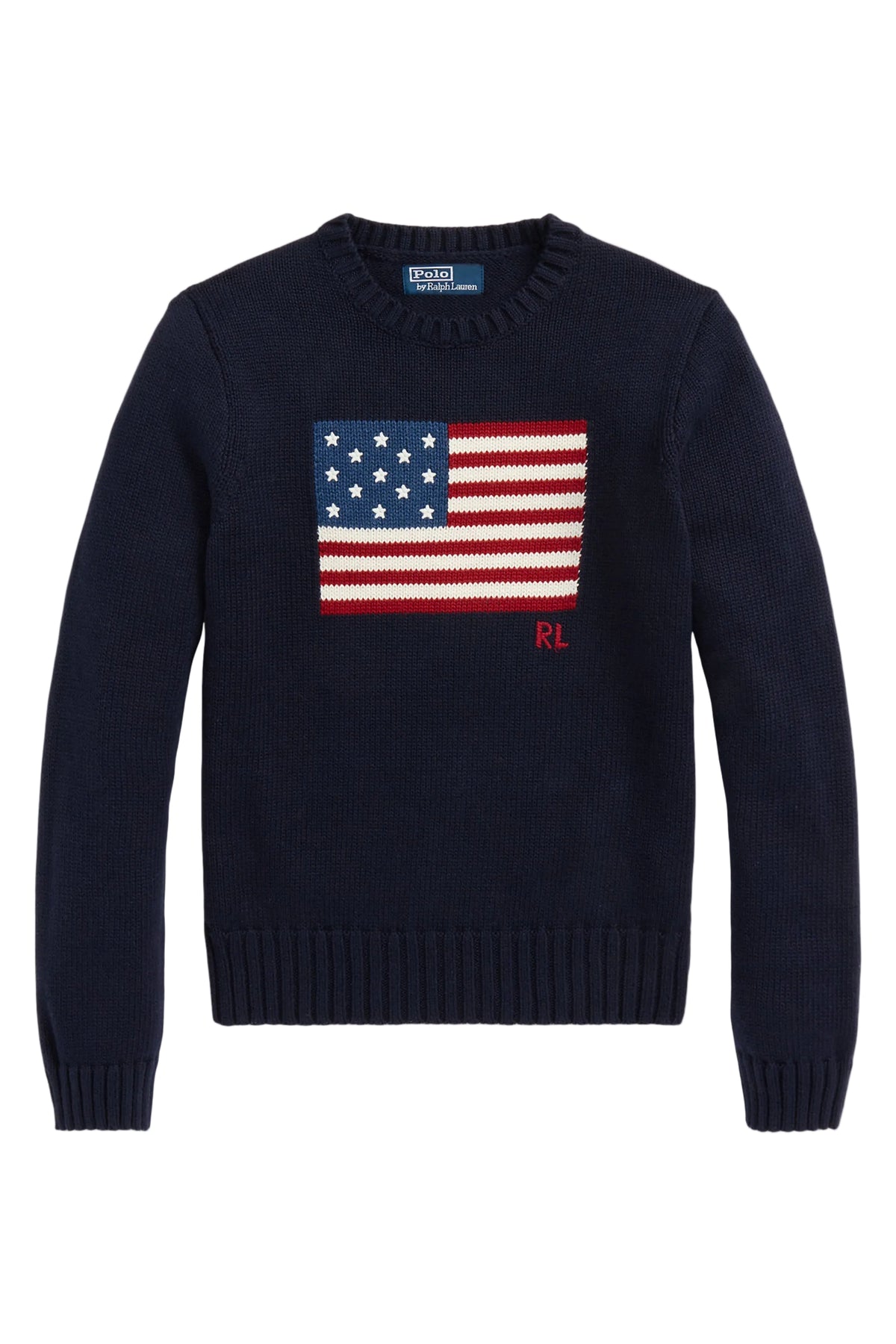 Flag Cn-Long Sleeve-Pullover - Navy