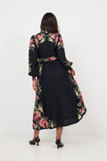 Benedicte Linen Midi Dress - Dark Pink