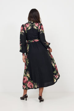 Benedicte Linen Midi Dress - Dark Pink