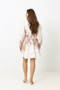 Liv Linen Mini Dress - Off-White / Pink