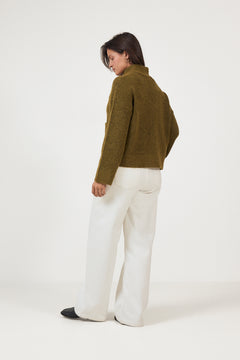 Sia Ras Ls Knit Zipper Cardigan - Fir Green