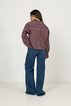 Astha Ls Cropped Boxy Shirt - Tawny Port