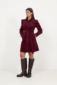Runa Short Corduroy Dress - Tawny Port
