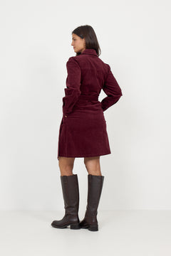 Runa Short Corduroy Dress - Tawny Port