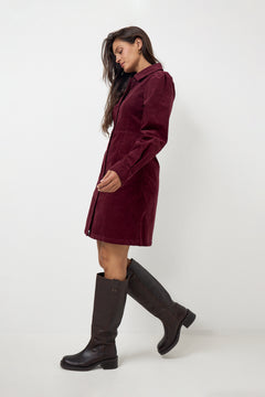 Runa Short Corduroy Dress - Tawny Port