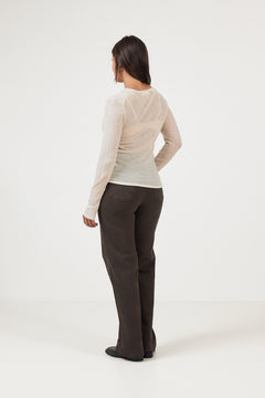 Vendy Ls Knit Wool O-Neck - Birch