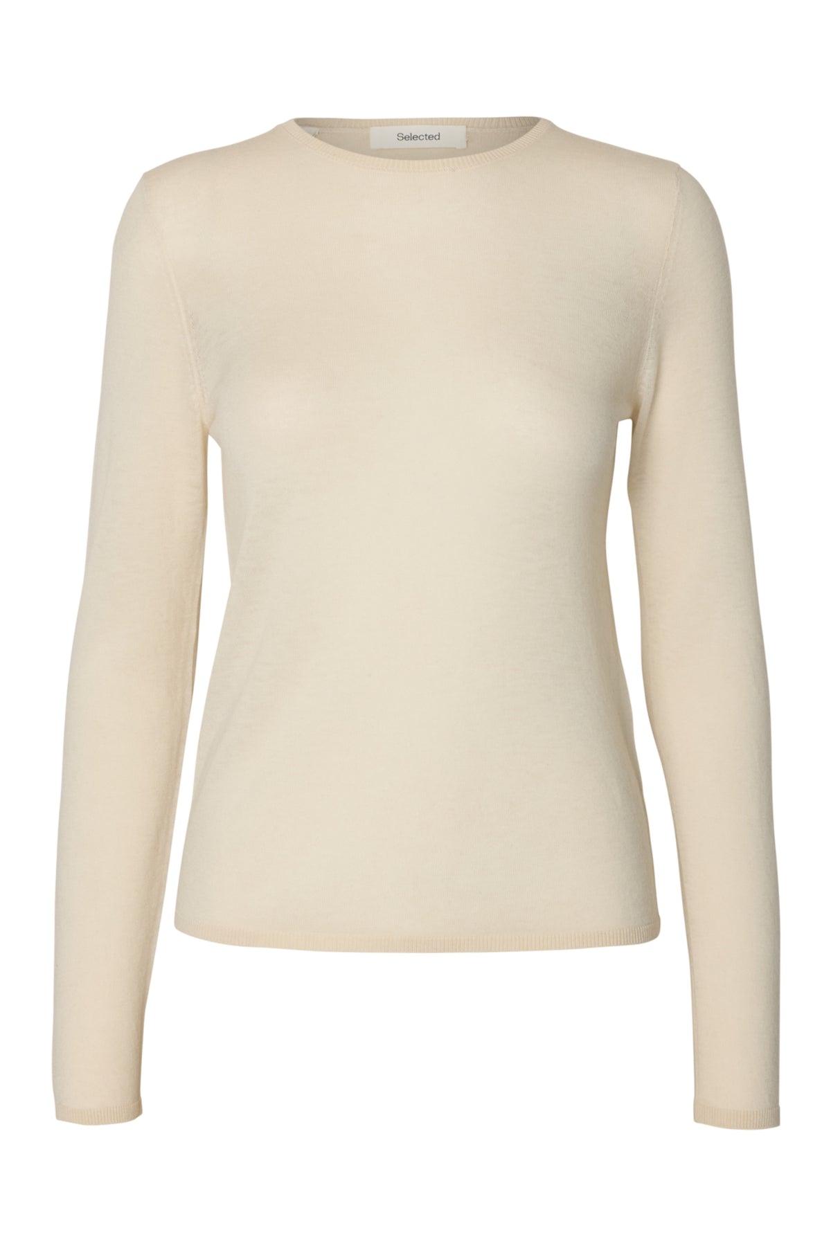 Vendy Ls Knit Wool O-Neck - Birch