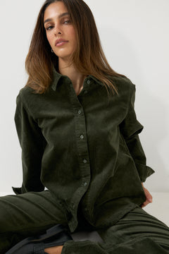 Runa Ls Regular Cord Shirt - Deep Depths