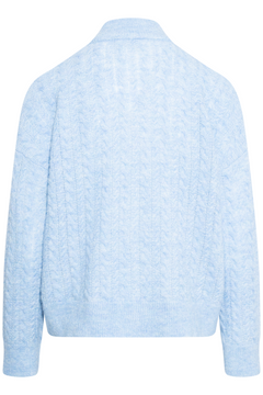 Lulu Cable Ls Knit Zipper Cardigan - Blissful Blue