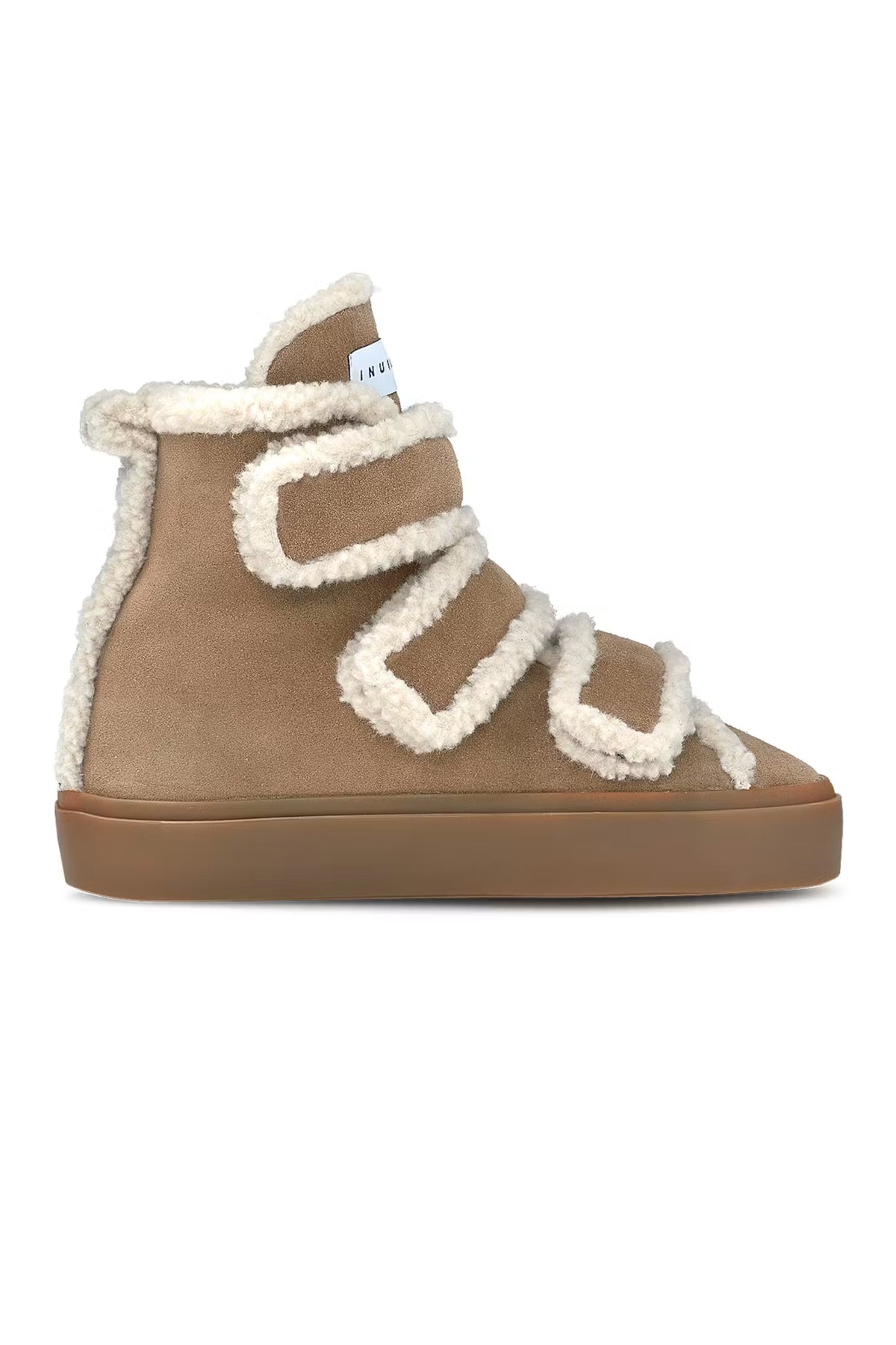 Shearling Velcro Wedge - Light Beige