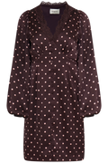 Agni Satin Lace Dot Dress - Aubergine