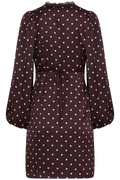 Agni Satin Lace Dot Dress - Aubergine