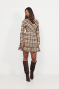 Lena Check Mini Dress - Brown Check
