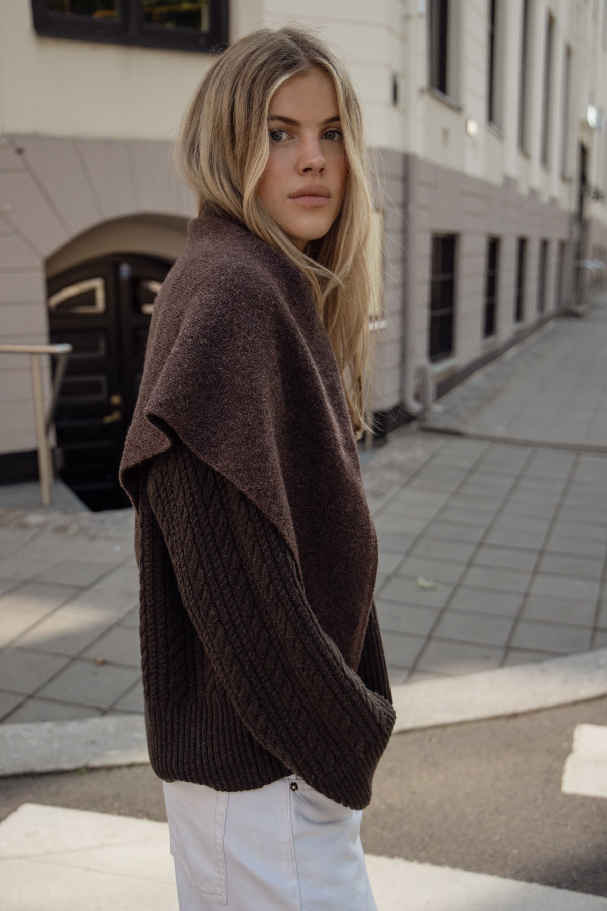 Vicki Wool Big Triangle Scarf - Dark Brown