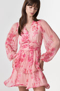 Rivana Print Chiffon Dress - Pink