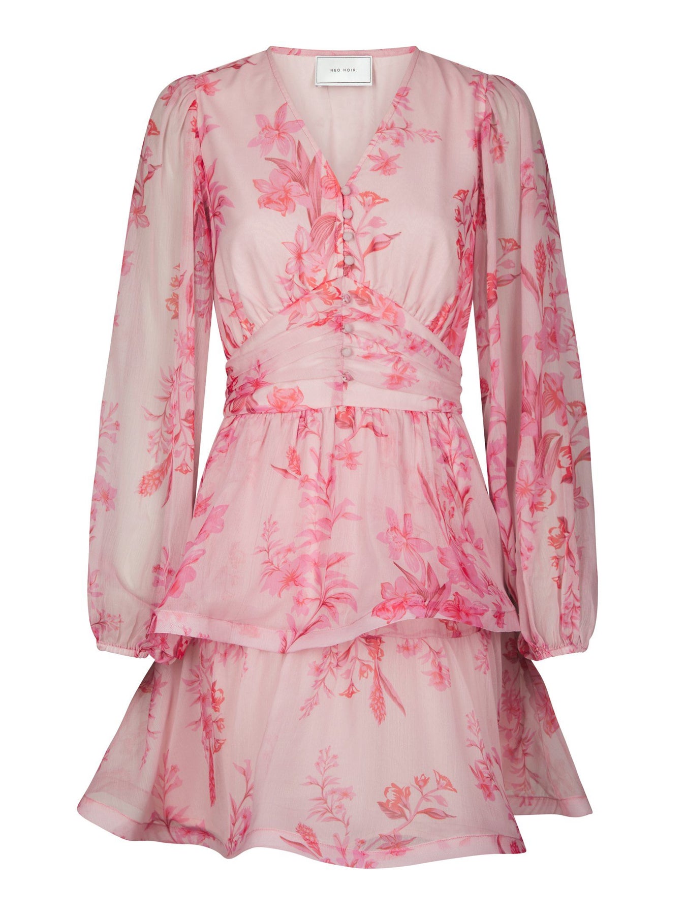 Rivana Print Chiffon Dress - Pink