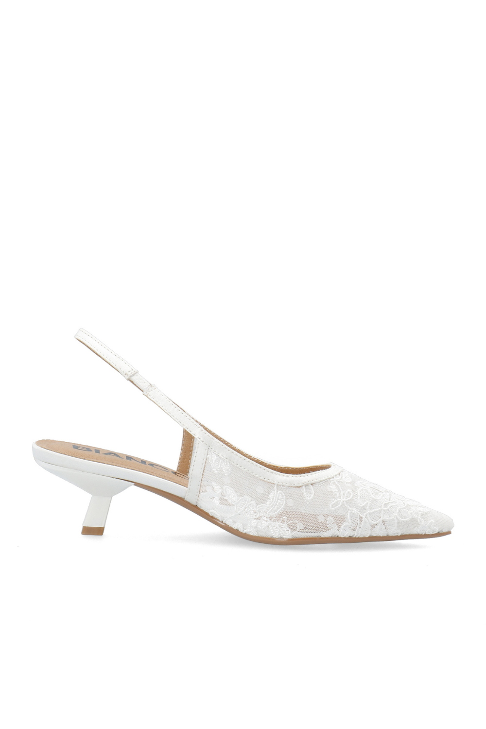 Biakristin Kitten Heel Slingback Mesh - White Lace
