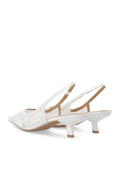 Biakristin Kitten Heel Slingback Mesh - White Lace