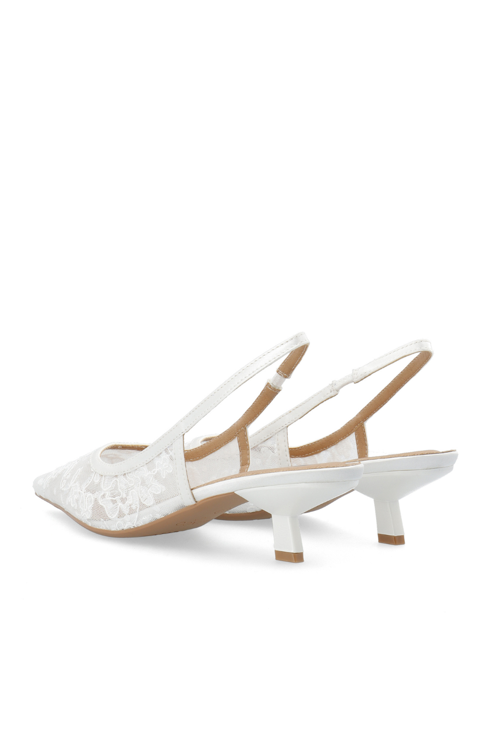 Biakristin Kitten Heel Slingback Mesh - White Lace