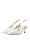Biakristin Kitten Heel Slingback Mesh - White Lace