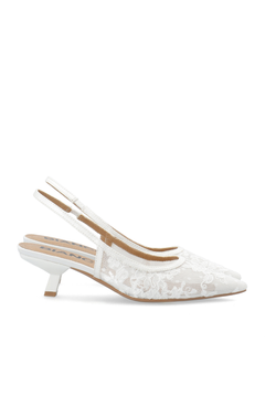 Biakristin Kitten Heel Slingback Mesh - White Lace
