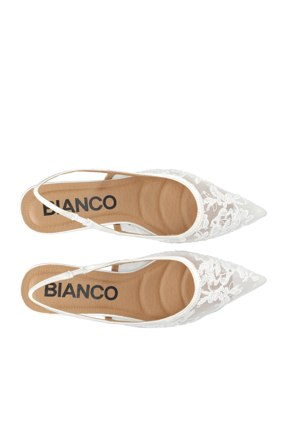 Biakristin Kitten Heel Slingback Mesh - White Lace