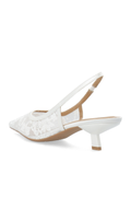 Biakristin Kitten Heel Slingback Mesh - White Lace