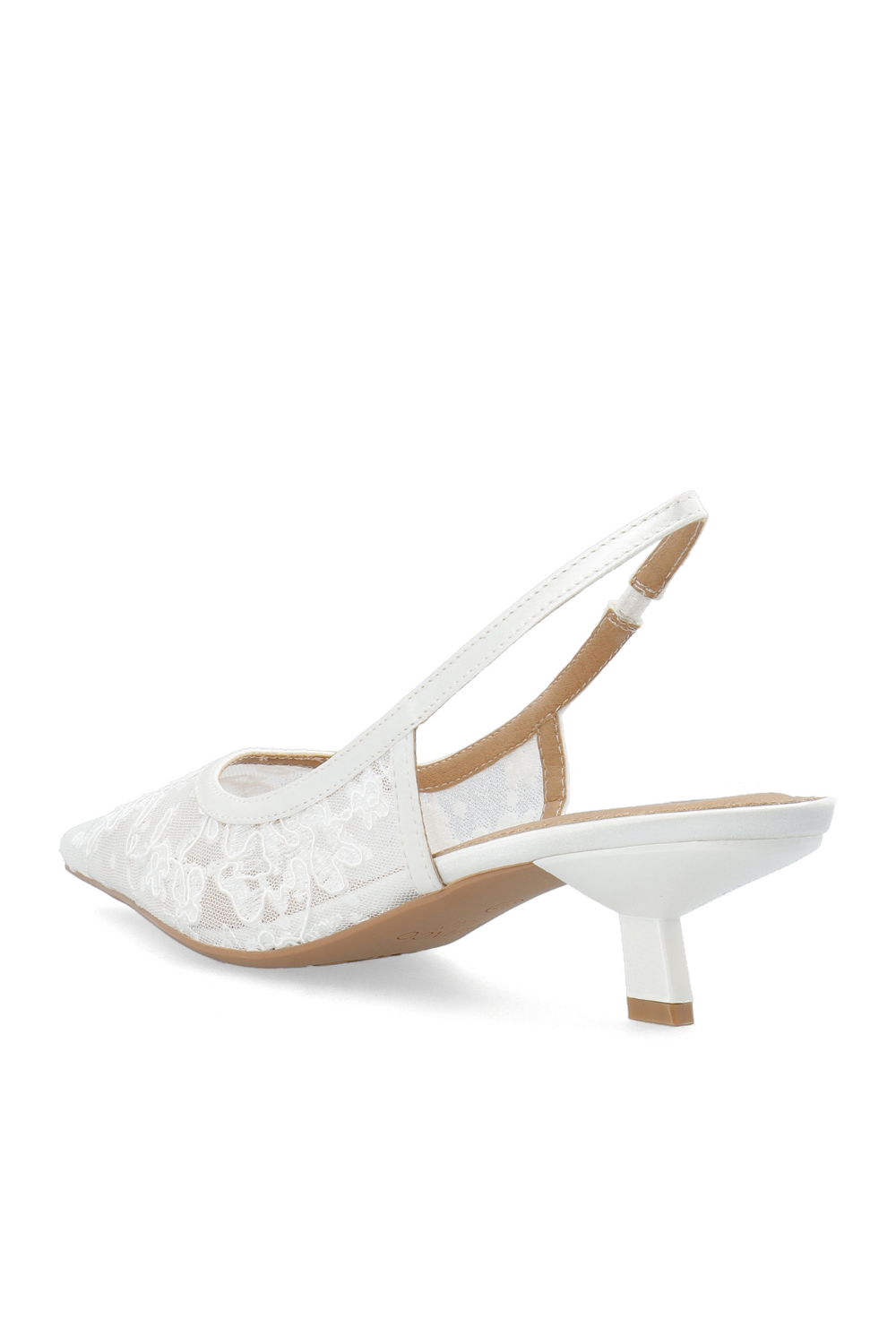 Biakristin Kitten Heel Slingback Mesh - White Lace