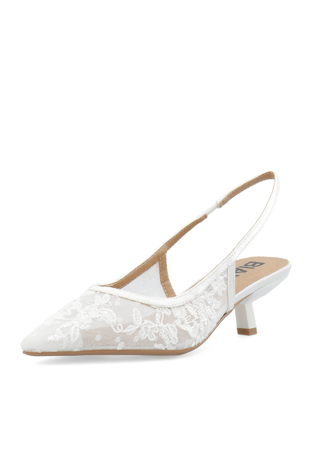 Biakristin Kitten Heel Slingback Mesh - White Lace