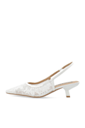 Biakristin Kitten Heel Slingback Mesh - White Lace