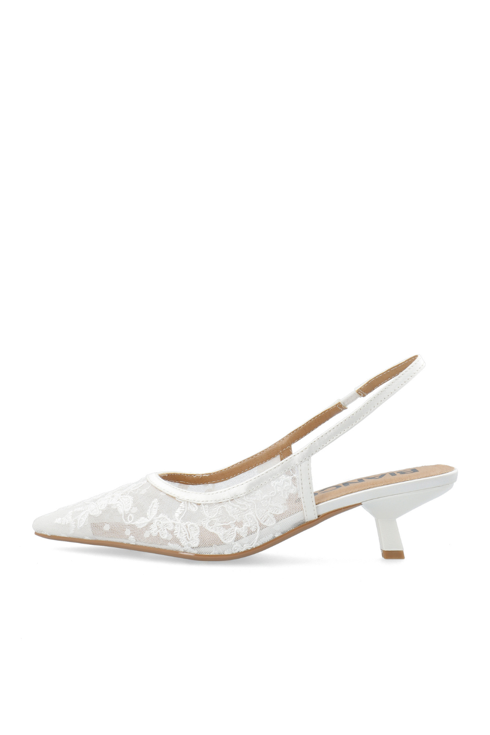Biakristin Kitten Heel Slingback Mesh - White Lace