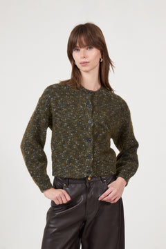 Kat Ls Knit Short Cardigan - Fir Green