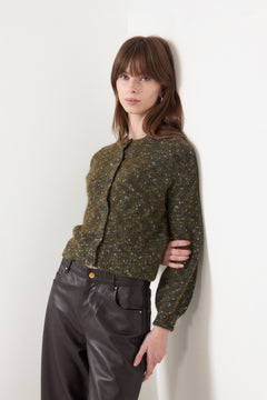 Kat Ls Knit Short Cardigan - Fir Green