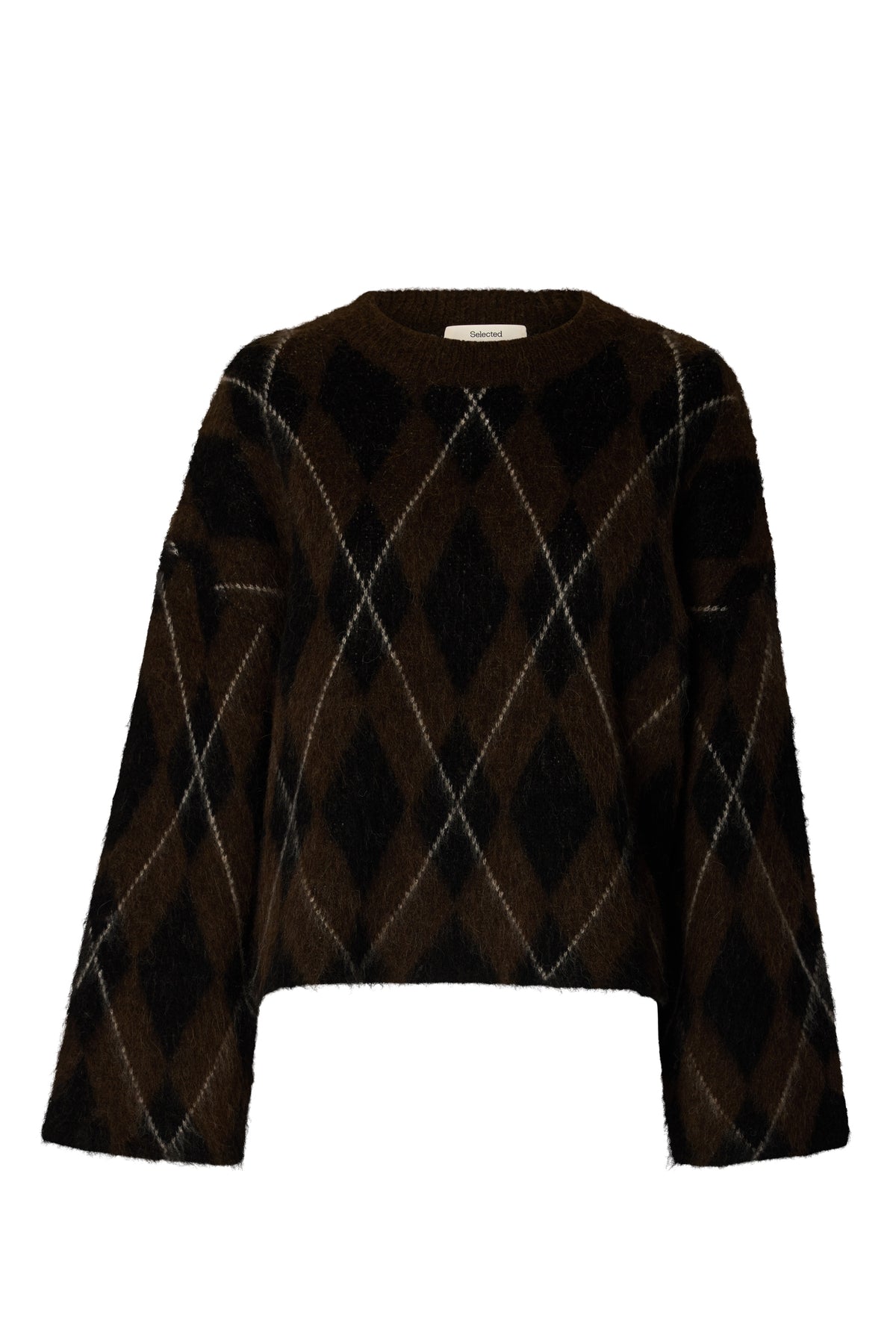 Lulu Brushed Ls Argyle Knit O-Neck - Delicioso