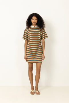 Stetson Polo Dress - Nuthatch Cream Stripe