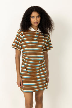 Stetson Polo Dress - Nuthatch Cream Stripe