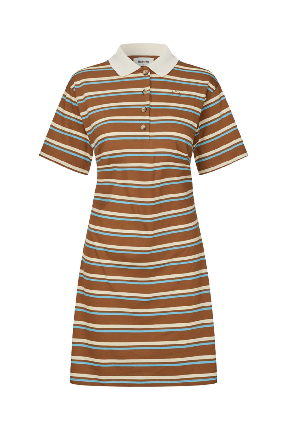 Stetson Polo Dress - Nuthatch Cream Stripe