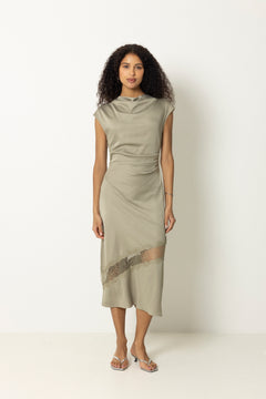 Tailor Lace Dress - Moss Gray