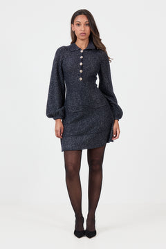 Eira Sparkle Knit Mini Dress - Navy