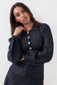 Eira Sparkle Knit Mini Dress - Navy