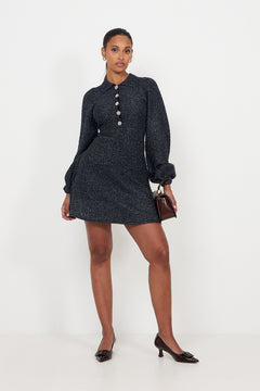 Eira Sparkle Knit Mini Dress - Navy